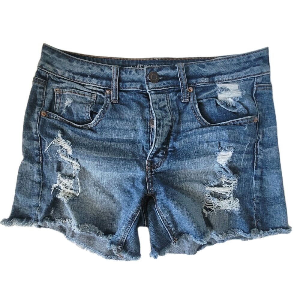 American Eagle womens Tomgirl Shortie Blue Denim Shorts Size 8